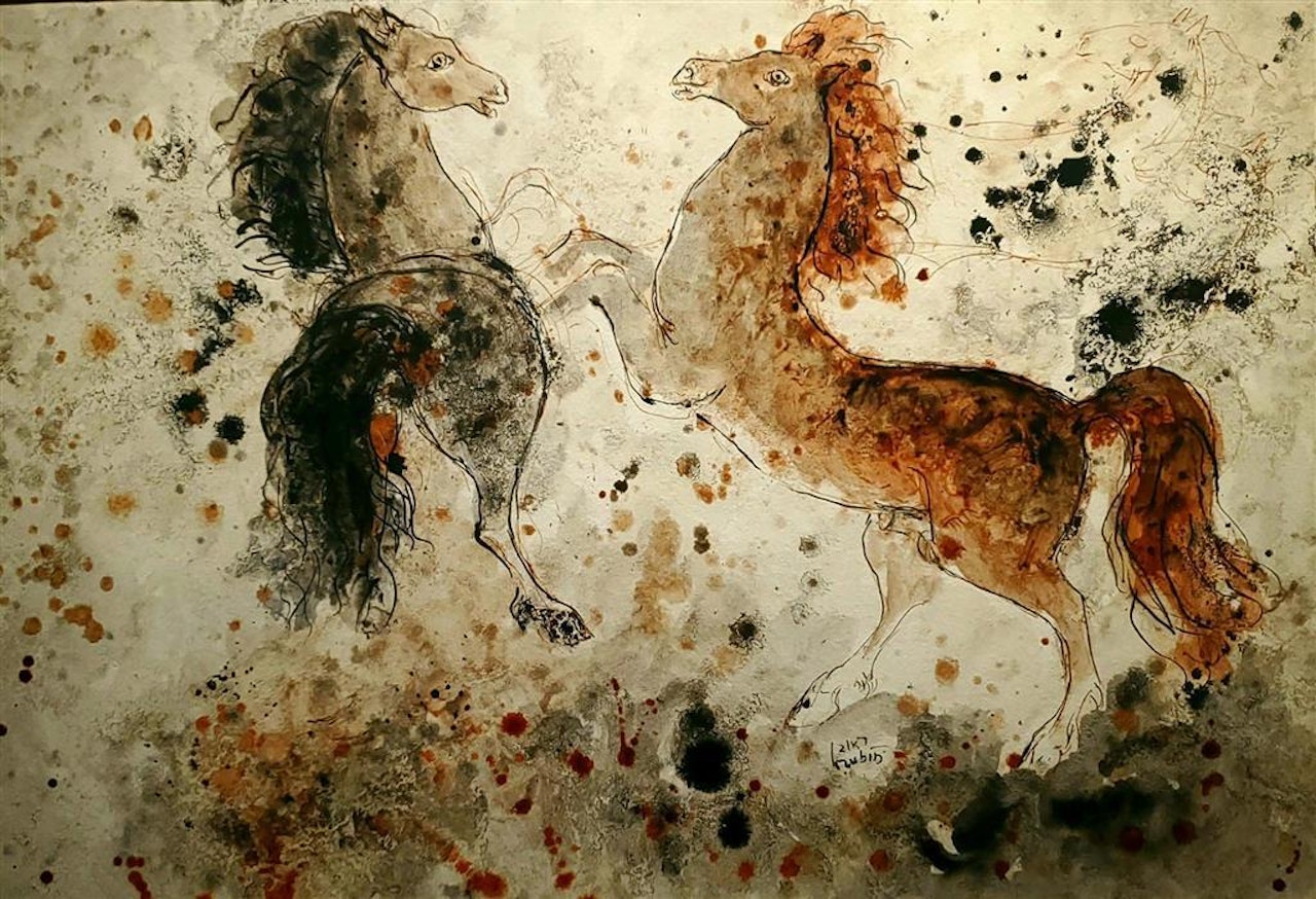Two Arabian horses by Reuven Rubin