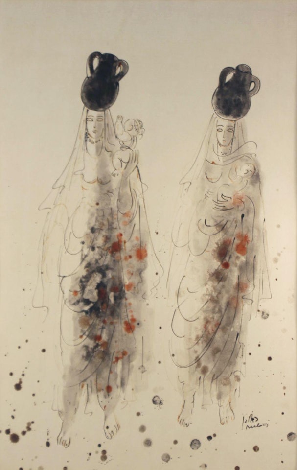 Women with a jug on their heads by Reuven Rubin