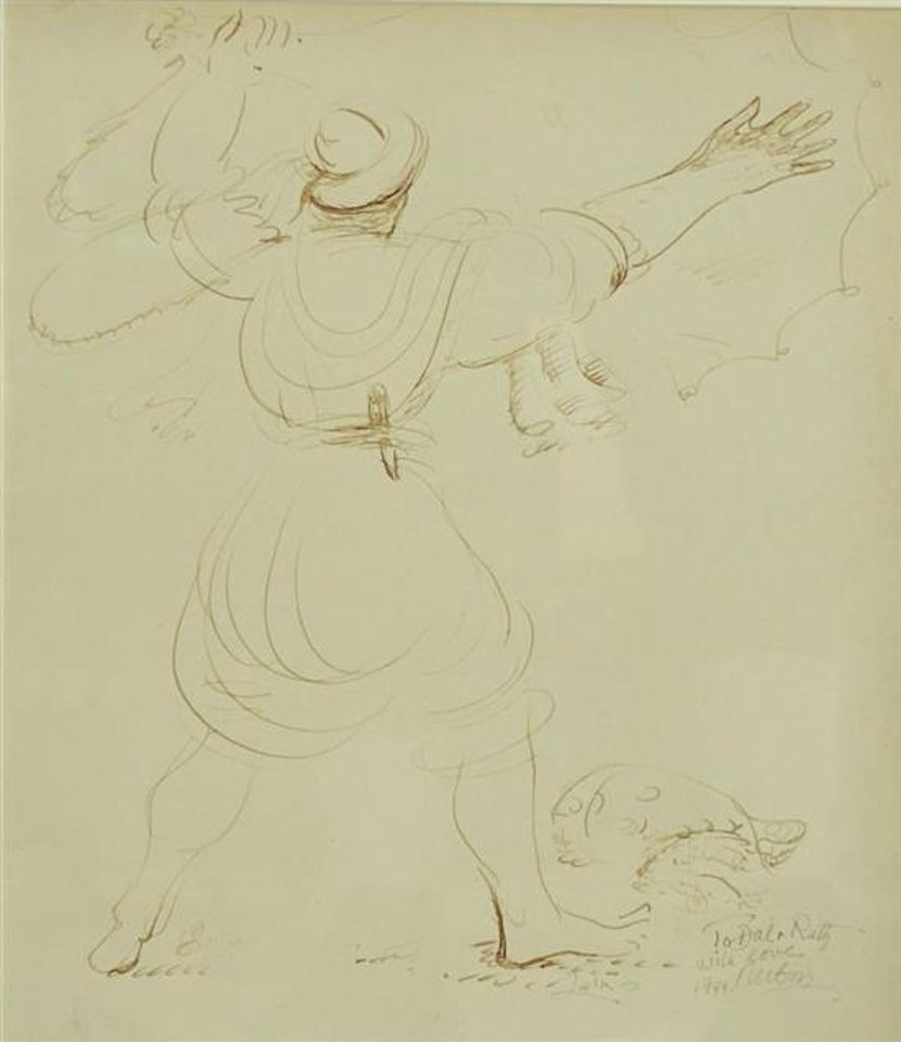 Fisherman casting net by Reuven Rubin