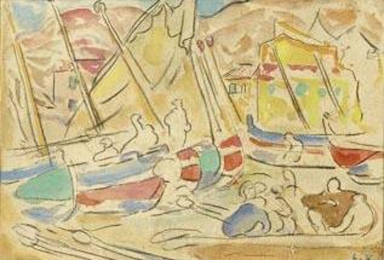 Regatta in front of the port by Louis Valtat