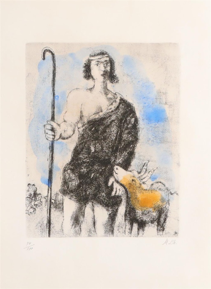 Young shepherd Joseph, pl.18 (from the Bible series) by Marc Chagall