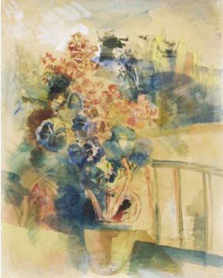 Still life with flowering plant by Jean Dufy