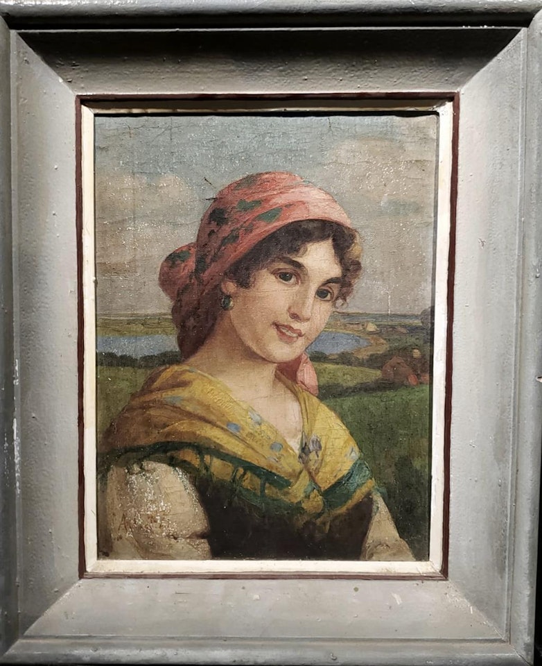 Portrait of a girl in traditional costume by Italian School