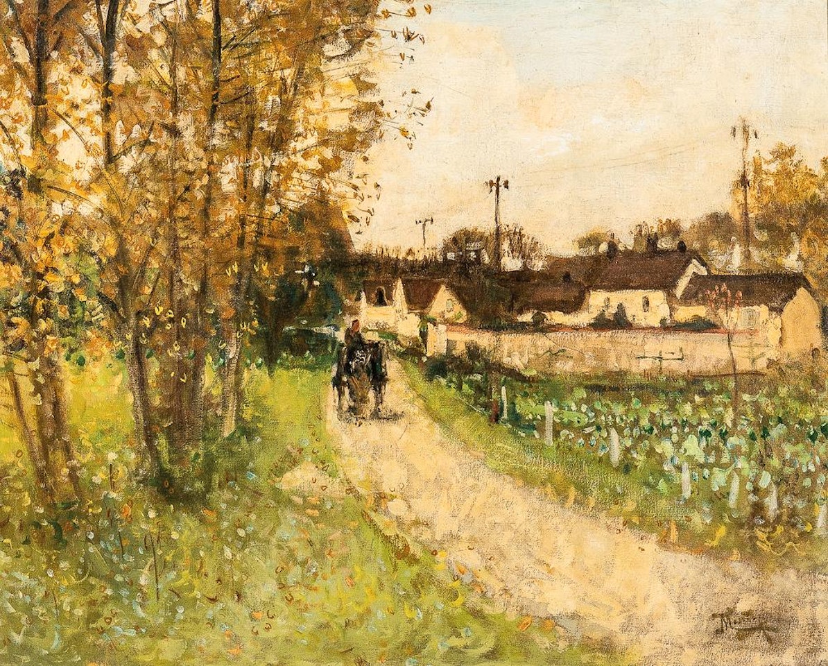 House in landscape by Pierre Eugène Montezin