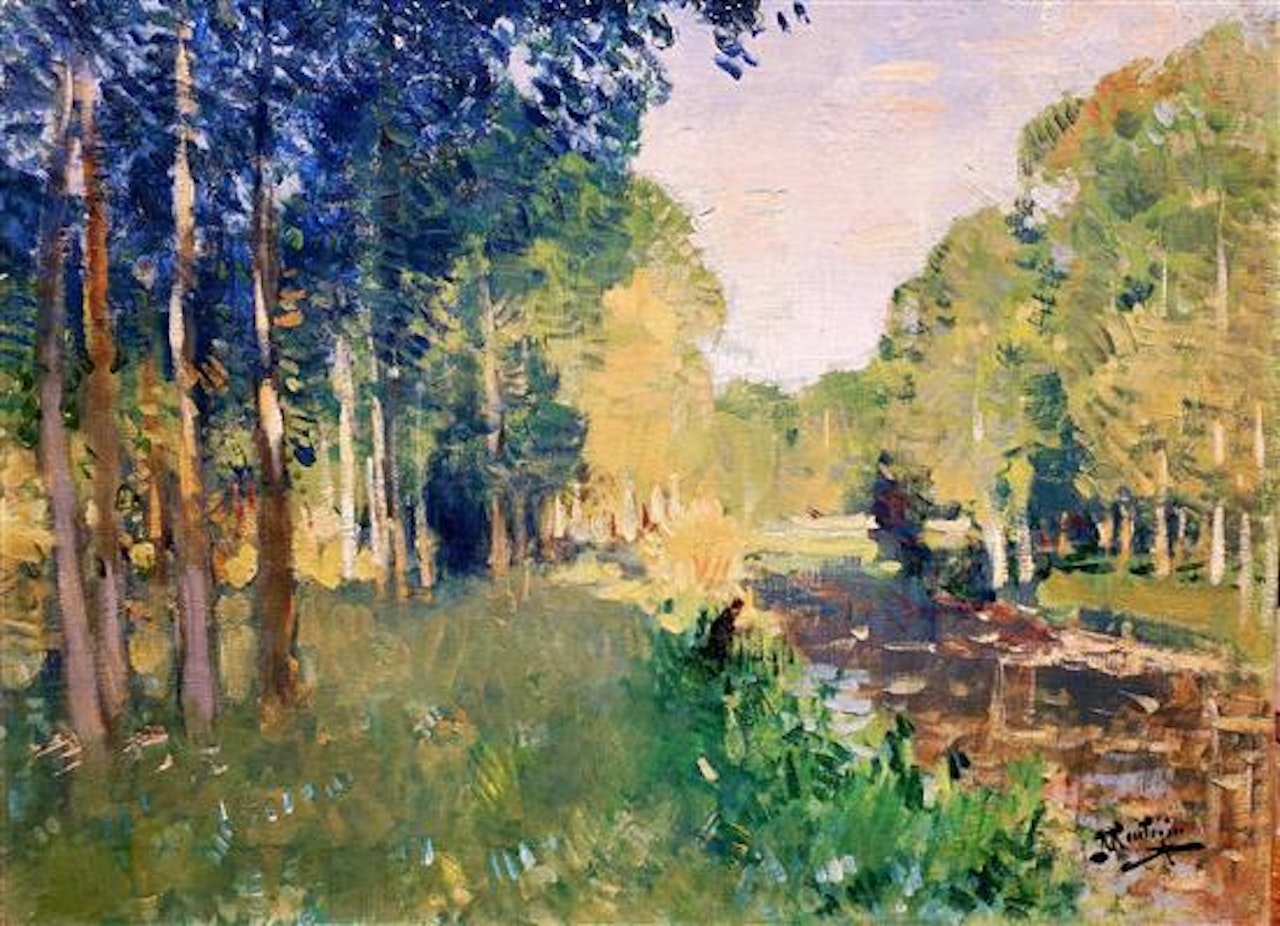 Bord de la riviere anime by Pierre Eugène Montezin