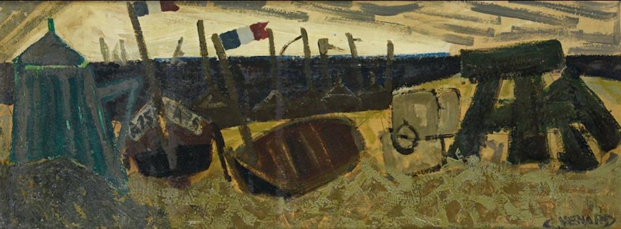 Boats on the beach by Claude Venard