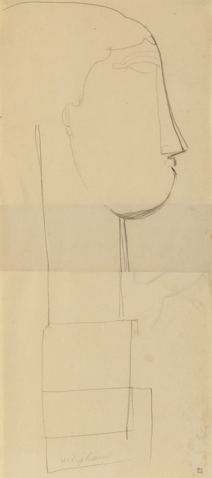 Tête de profil sur un socle by Amedeo Modigliani