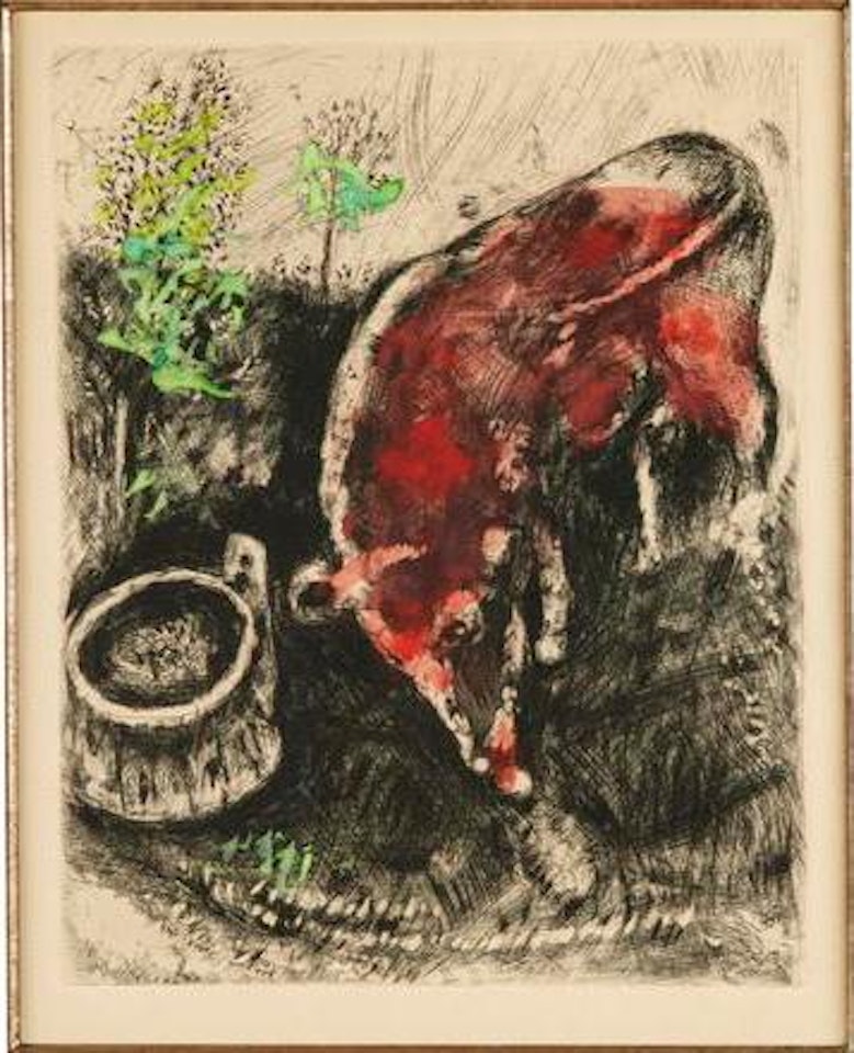 Le Grenouille qui se veut faire aussi grosse que le Boeuf (plate 2 from "Fables") by Marc Chagall