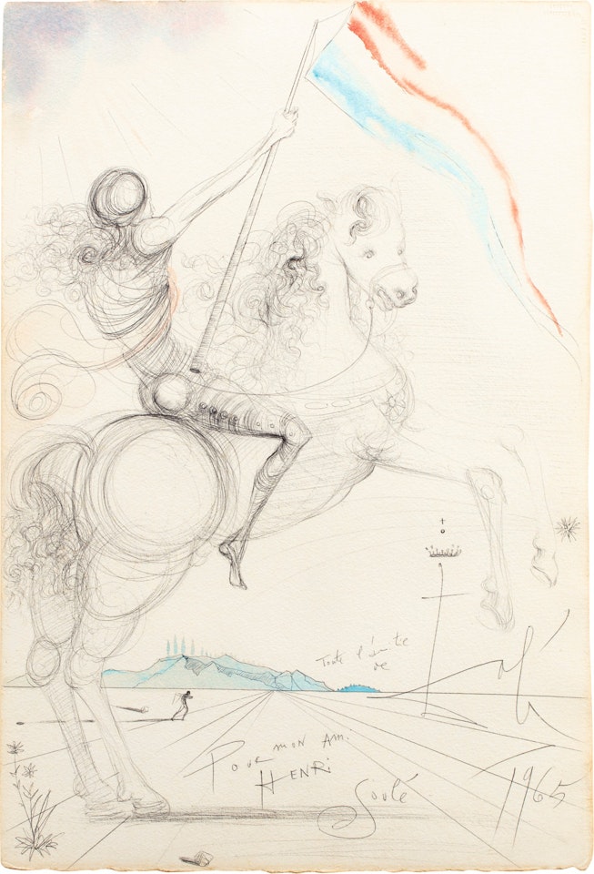 Cavalier avec bannière française by Salvador Dali