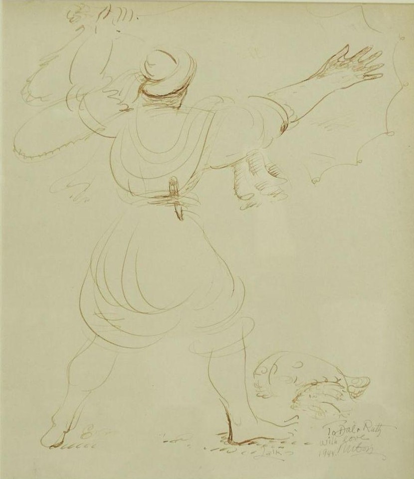 Fisherman casting net by Reuven Rubin