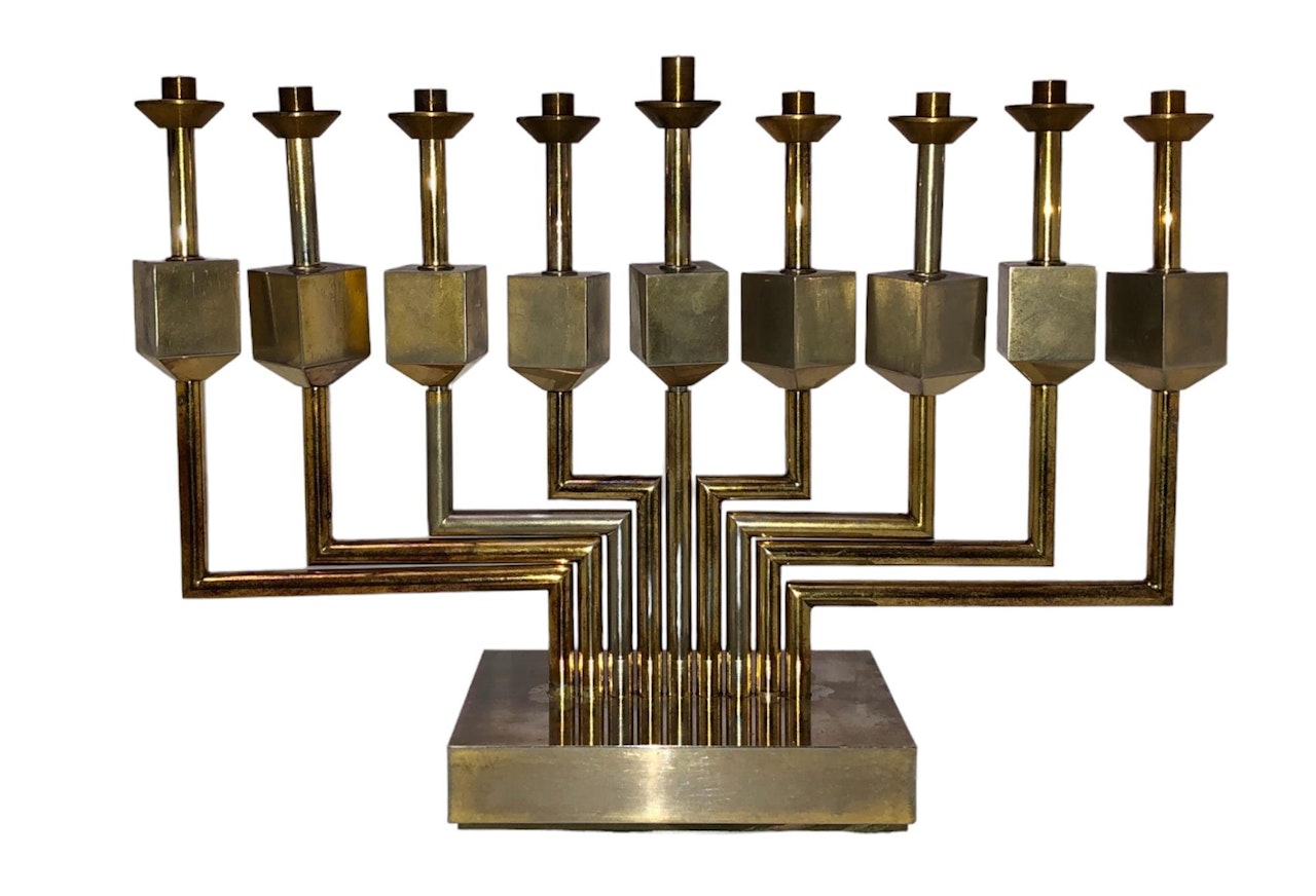 Hanukkah Menorah With Dreidels by Yaacov Agam