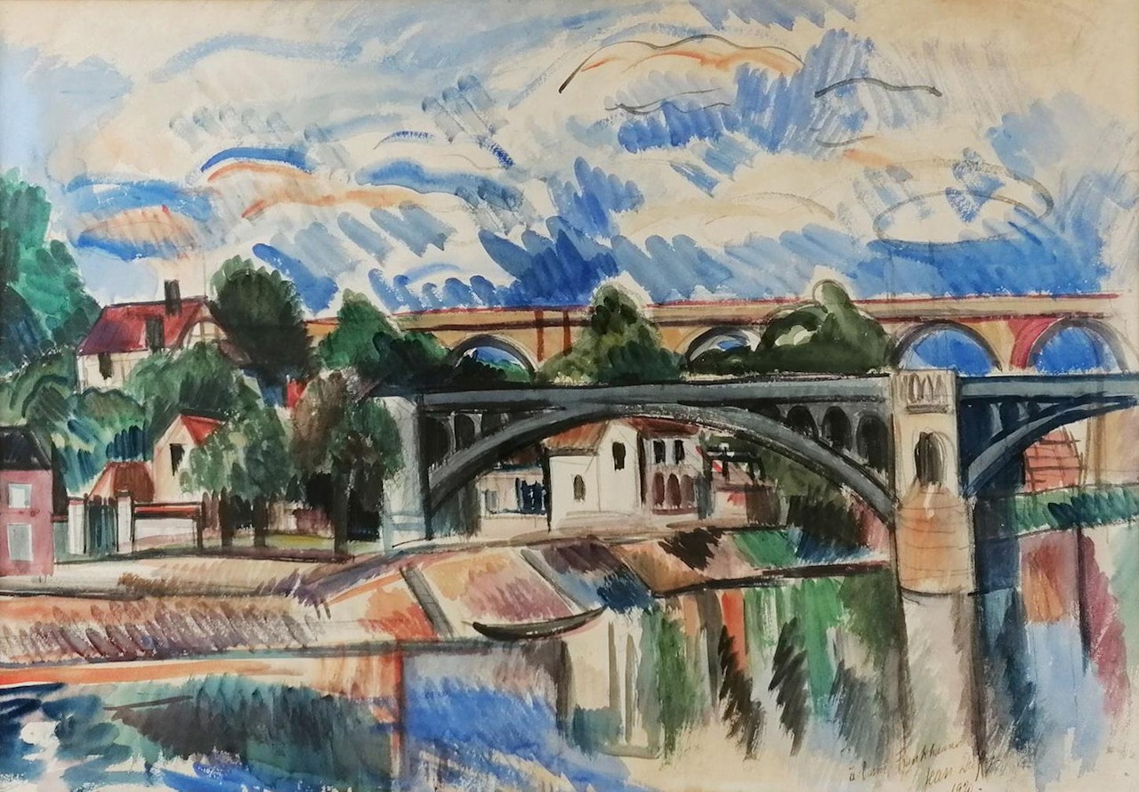 Landscape with a bridge by Jean Dufy