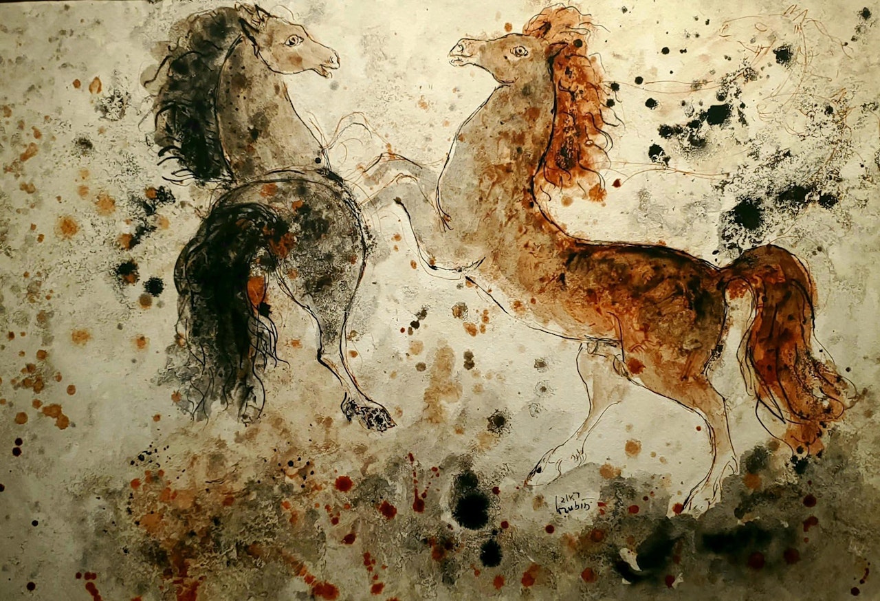 Two Arabian horses by Reuven Rubin