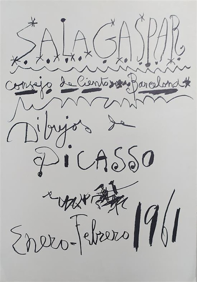 Historical exhibition poster "Sala Gaspar. Dibujos de Picasso. Enero-Febrero 1961" by Pablo Picasso