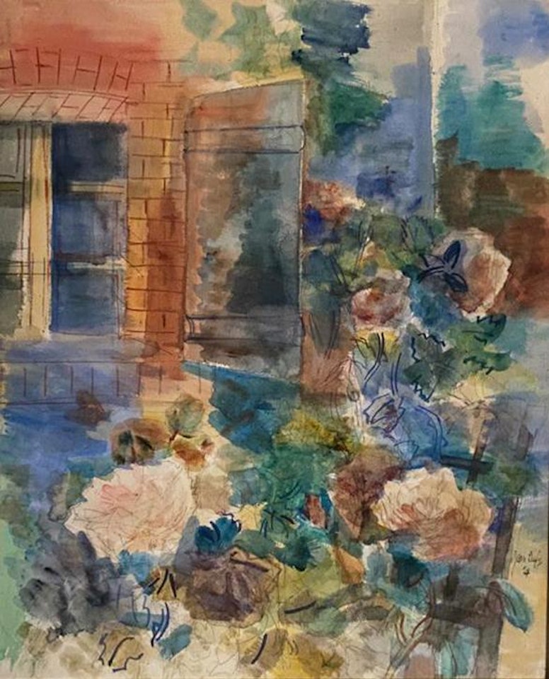 Flowers neat to a window by Jean Dufy