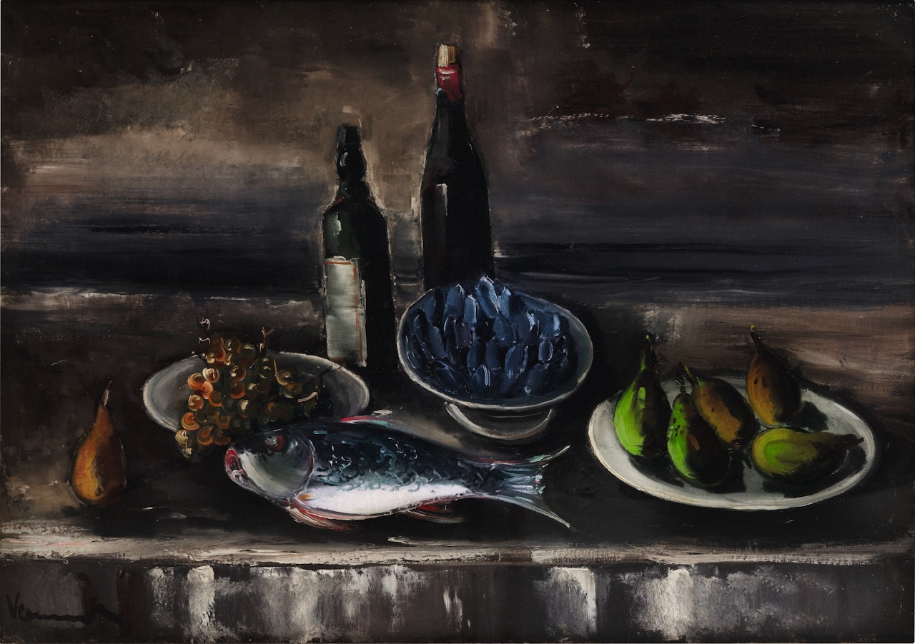 Nature morte avec poisson et fruits by Maurice de Vlaminck