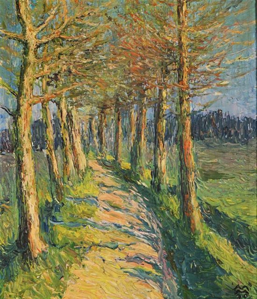 Country road between the trees by French School