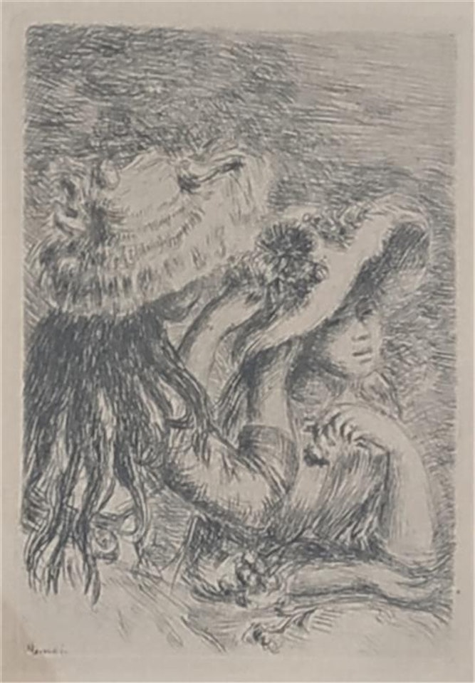 Le chapeau epingle/ Sur la plage a Berneval by Pierre-Auguste Renoir