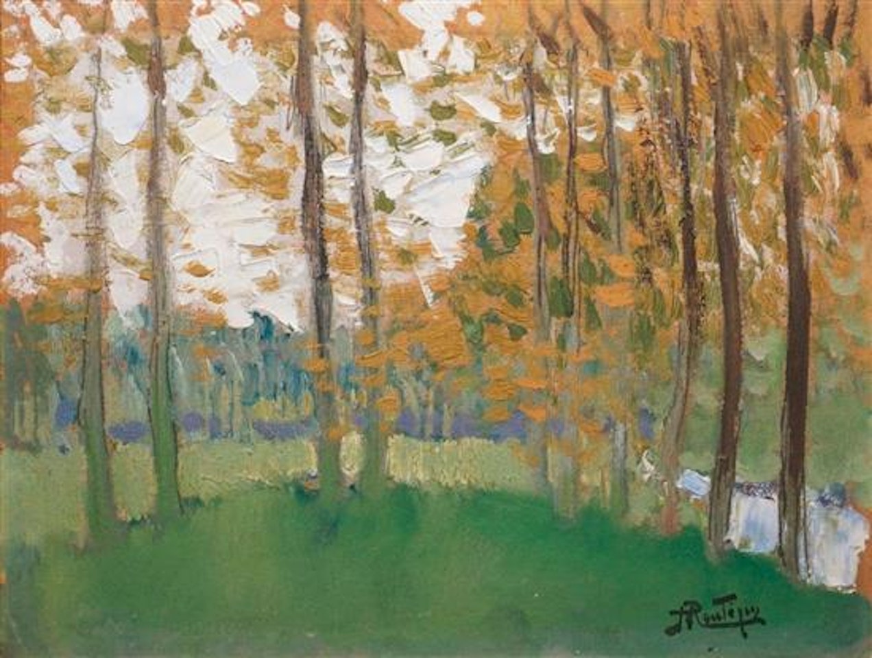Landscape with Autumn trees by Pierre Eugène Montezin