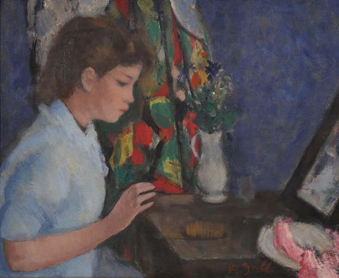 Young woman near dressing table by François Gall