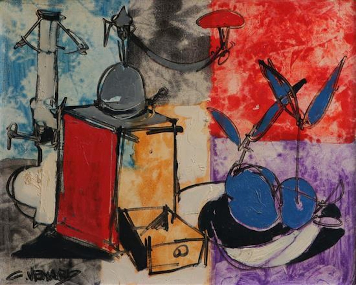 Still life with coffee mill by Claude Venard