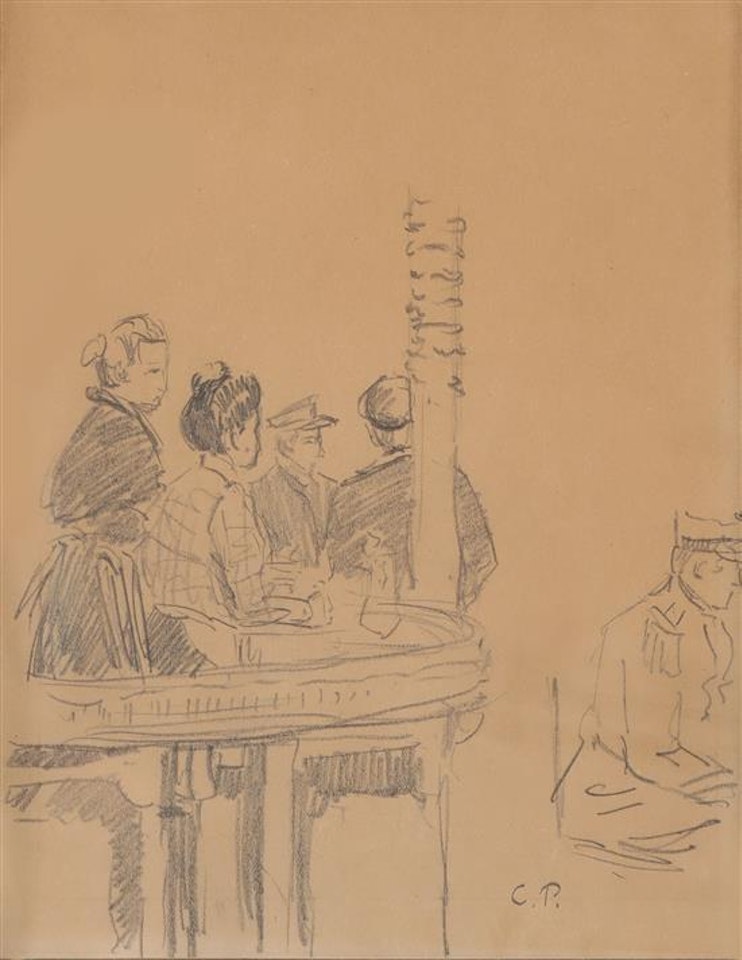 Au cafe by Camille Pissarro