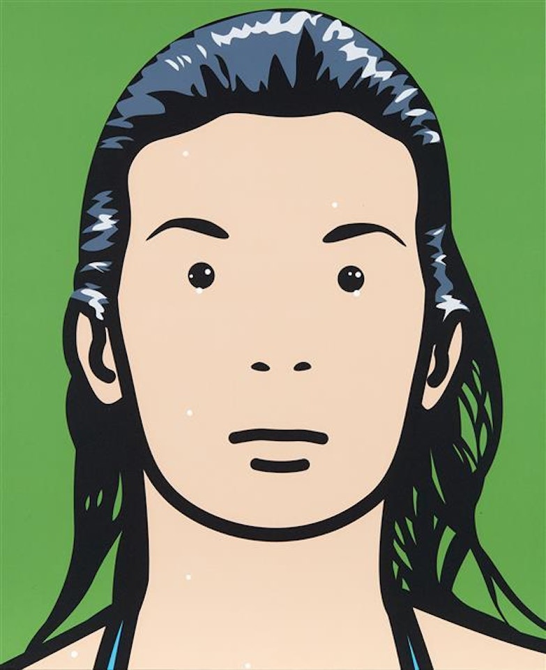 Christine, writer (wet hair) by Julian Opie