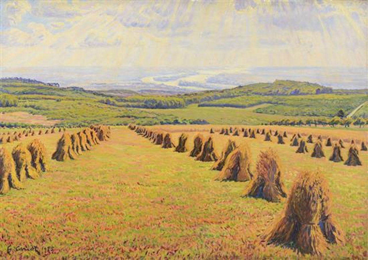 Wheat sheaves in the field by Gustave Cariot