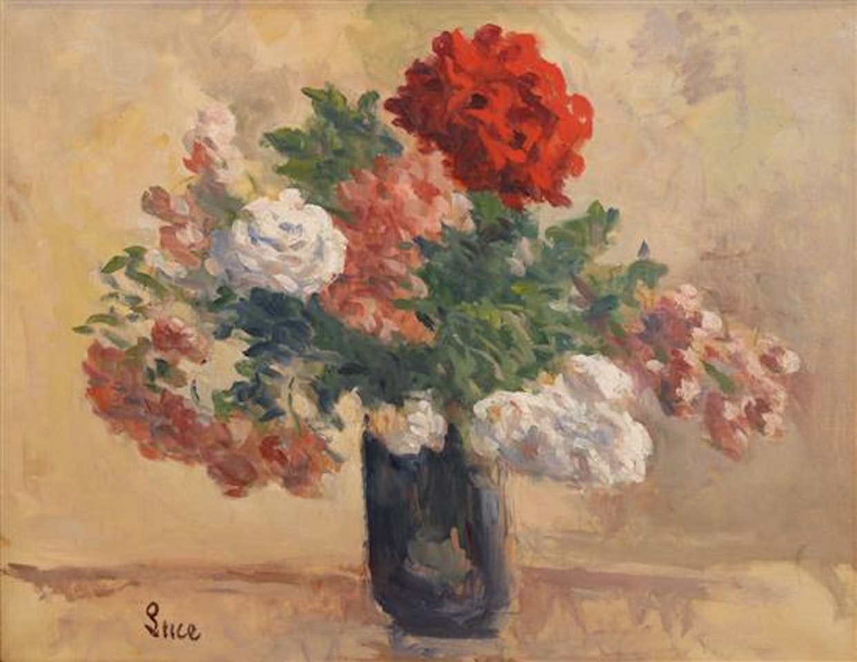 Flowers in a vase by Maximilien Luce