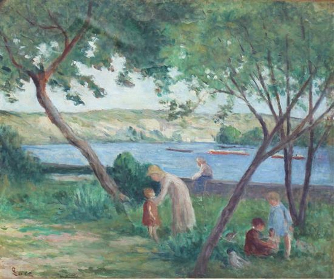 Figures by the river Seine by Maximilien Luce