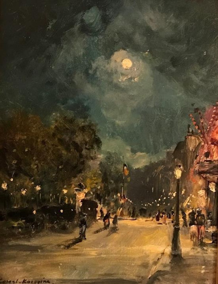 Urban landscape at night by Konstantin Alekseevich Korovin