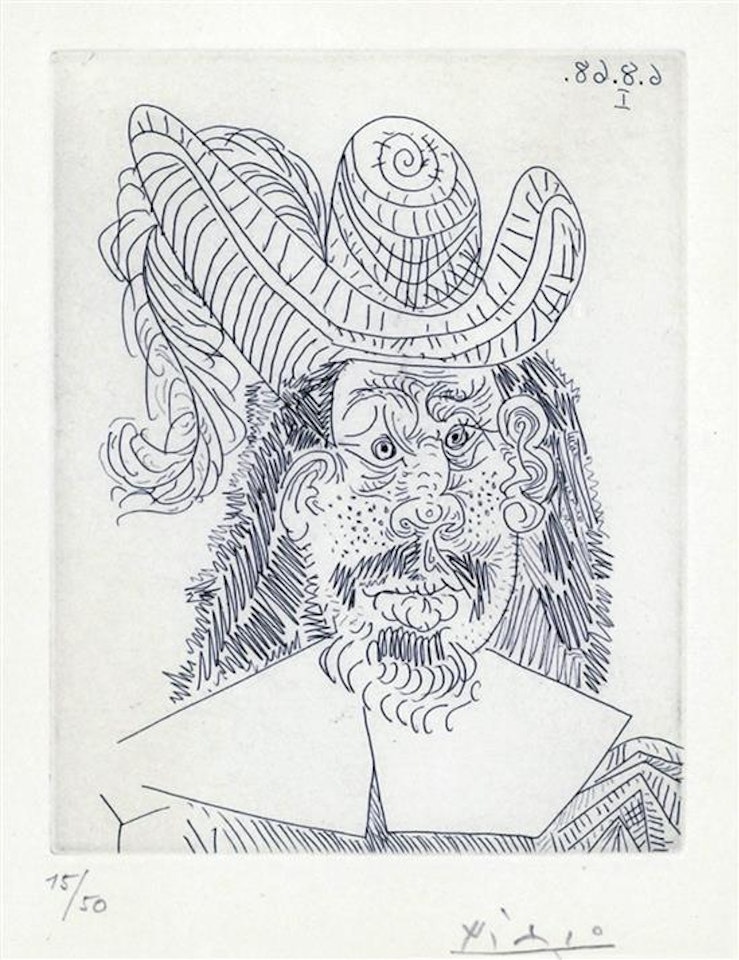 Portrait de Mousquetaire vieillissant, au visage couperose (from "La Serie" 347) by Pablo Picasso