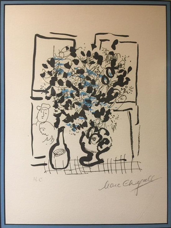The black and blue bouquet by Marc Chagall