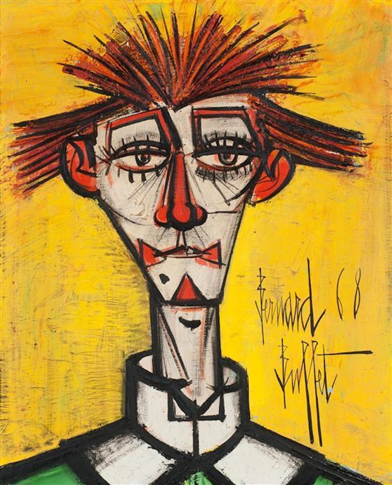 Clown on a yellow background by Bernard Buffet
