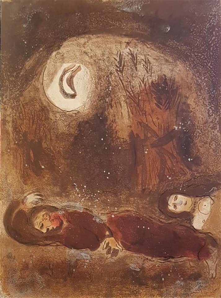 Ruth aux Pieds de Booz (Ruth at the Feet of Boaz) , Verve Bible by Marc Chagall