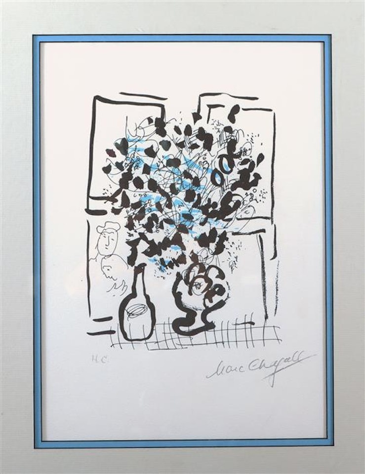 The black and blue bouquet by Marc Chagall