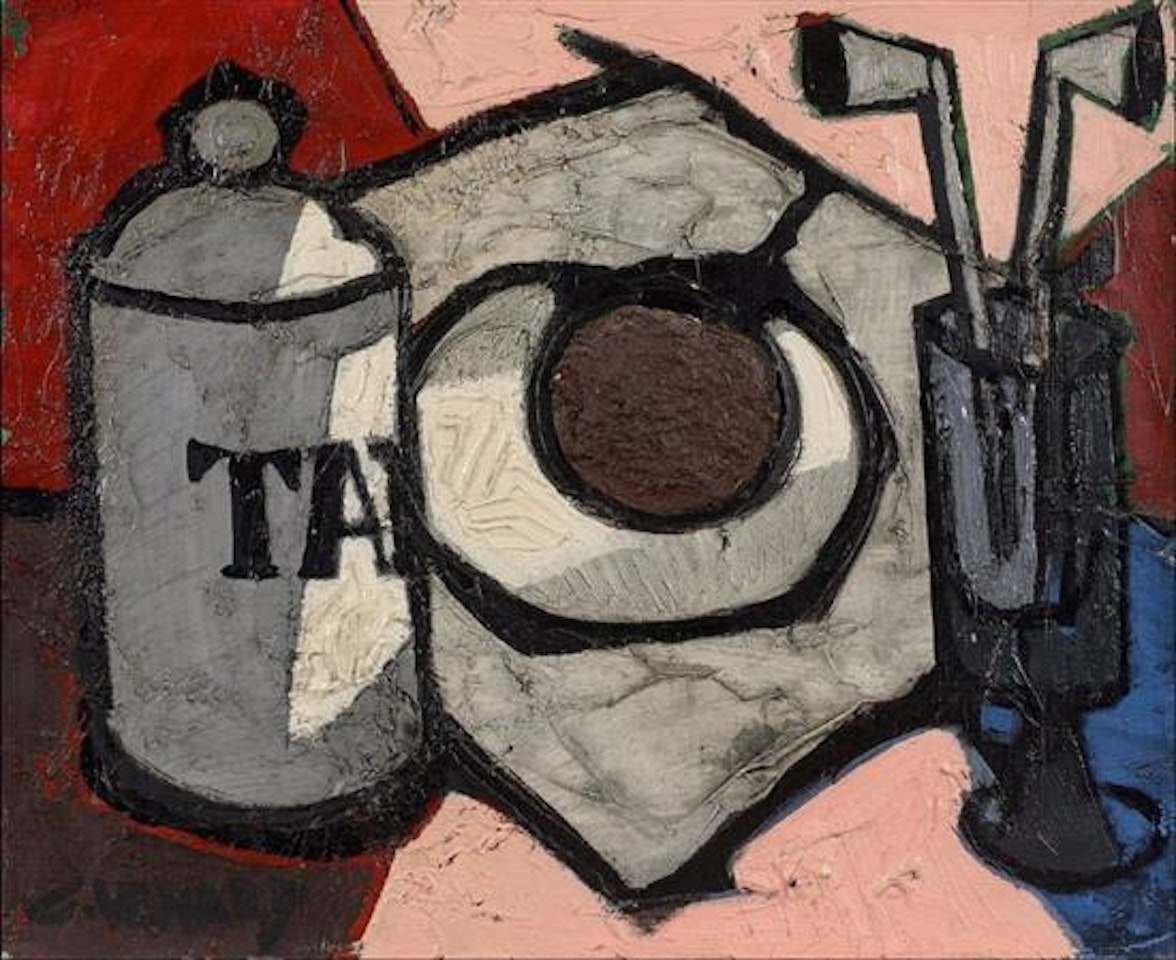 Still life with tabak and two pipes by Claude Venard