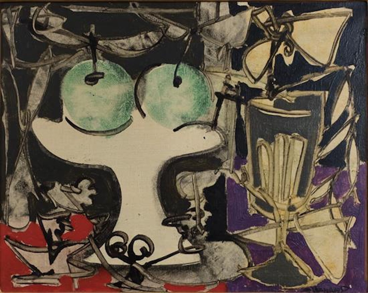 Still life with green apples by Claude Venard