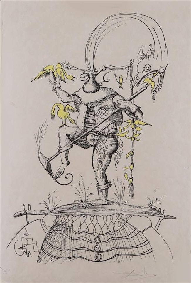 T (from the Les Songs Drolatiques de Pantagruel) by Salvador Dali