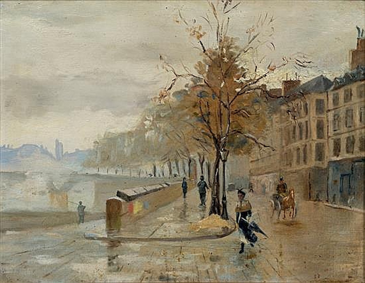Promenade sur les quais, Paris by French School