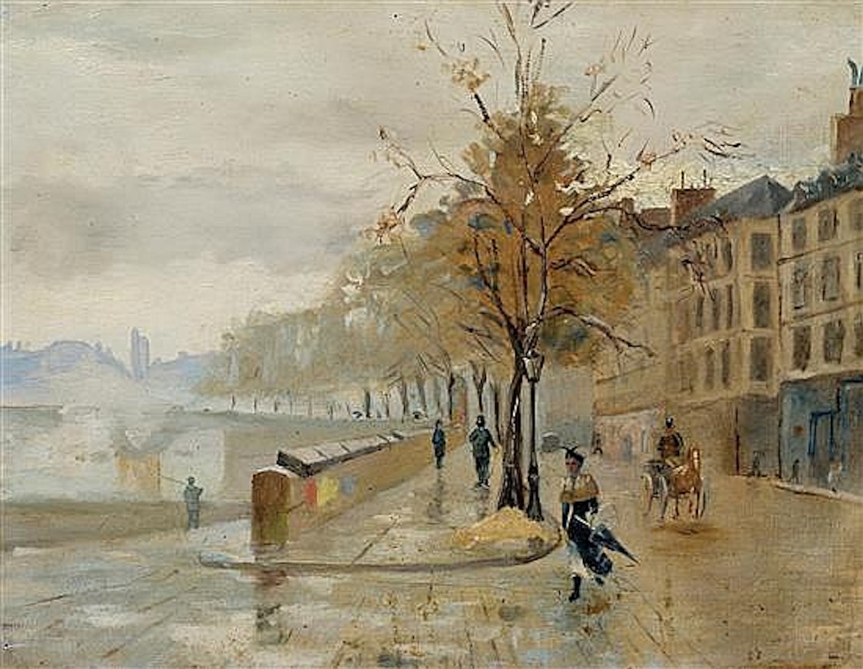 Promenade sur les quais, Paris by French School