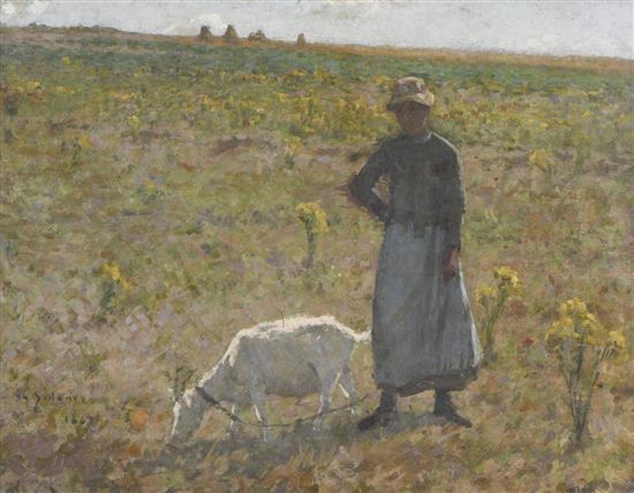 Peasant woman with goat, Etaples by Henri Le Sidaner