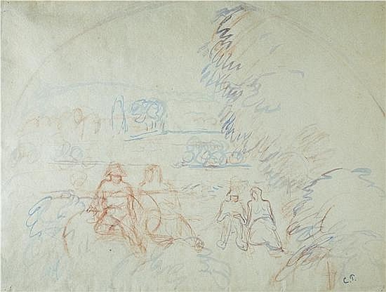 Figures in a landscape by Camille Pissarro