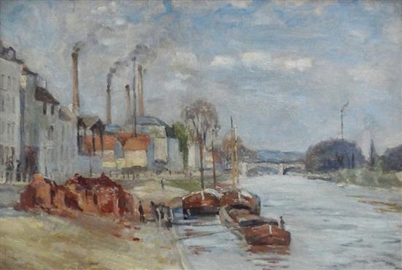 Harbour scene by French School