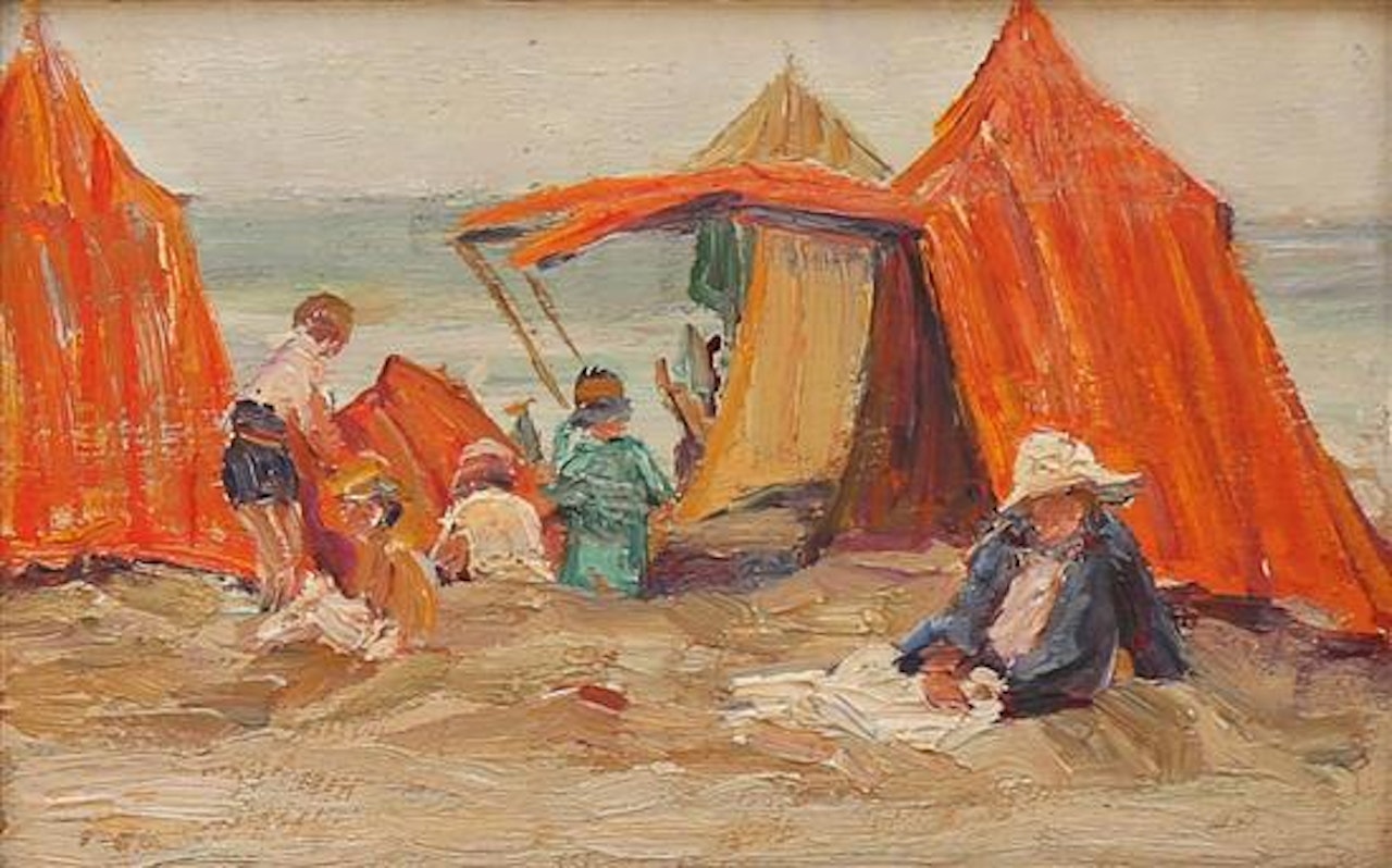 Seaside scene by French School