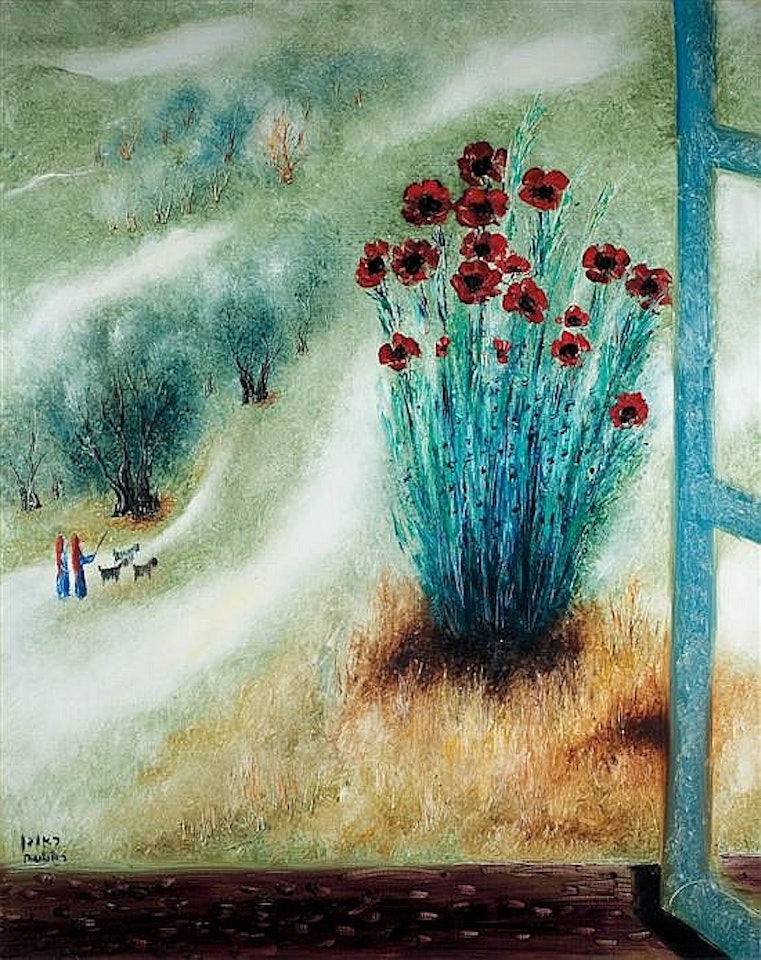 Flowers on my window by Reuven Rubin