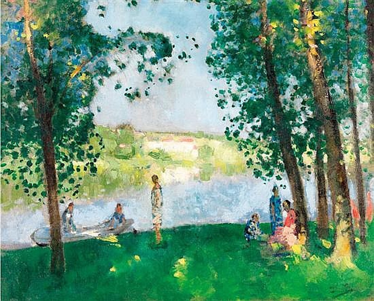Personnage au bord de la riviere by Pierre Eugène Montezin