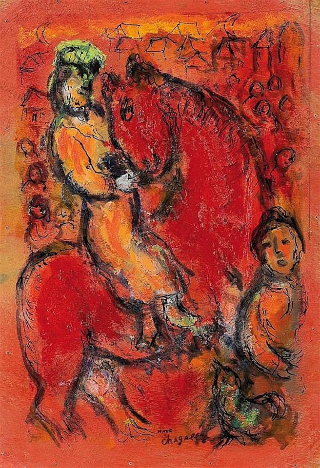 Roi David sur le cheval rouge by Marc Chagall