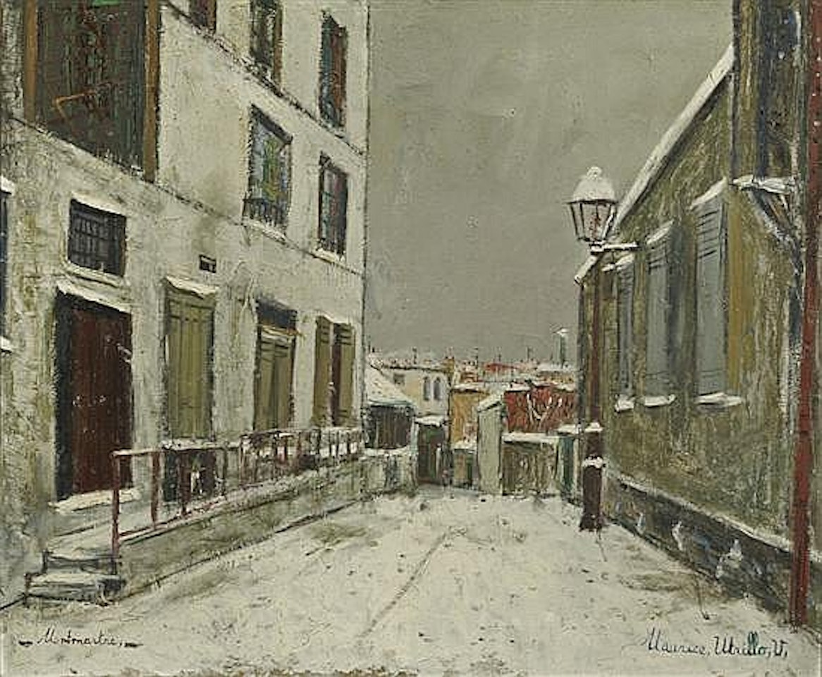 Impasse trainee sous la neige א Montmartre by Maurice Utrillo