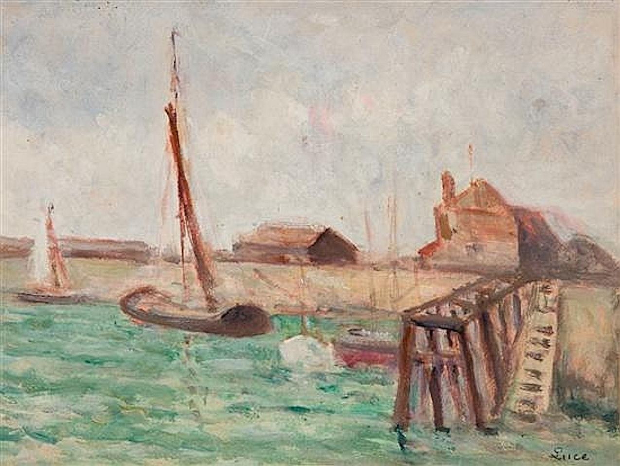 Le canal à marée basse, Honfleur by Maximilien Luce
